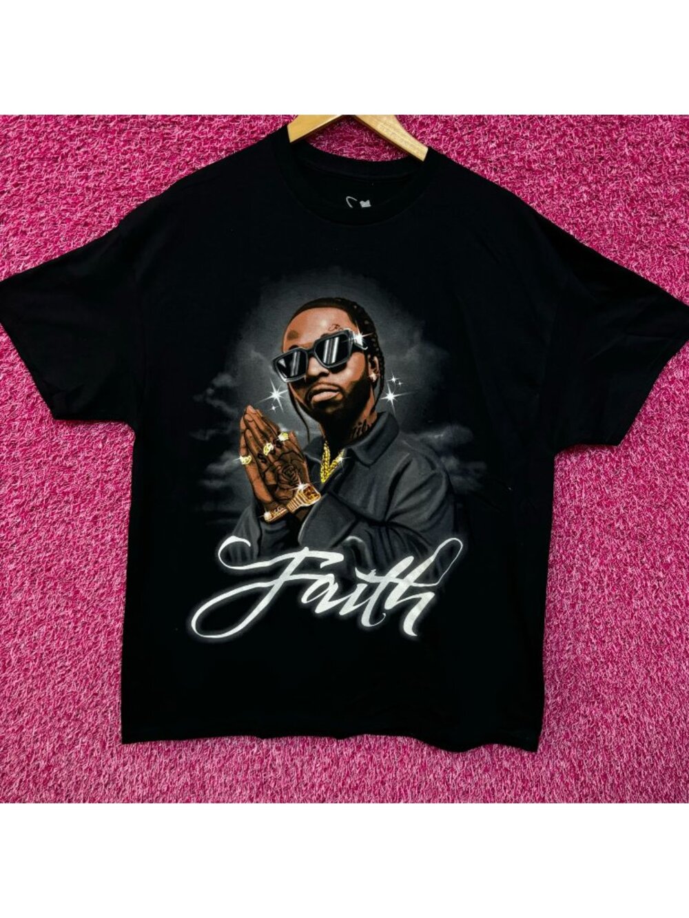 Pop Smoke Faith Airbrush Funeral Tribute Drill Rap Tee XL